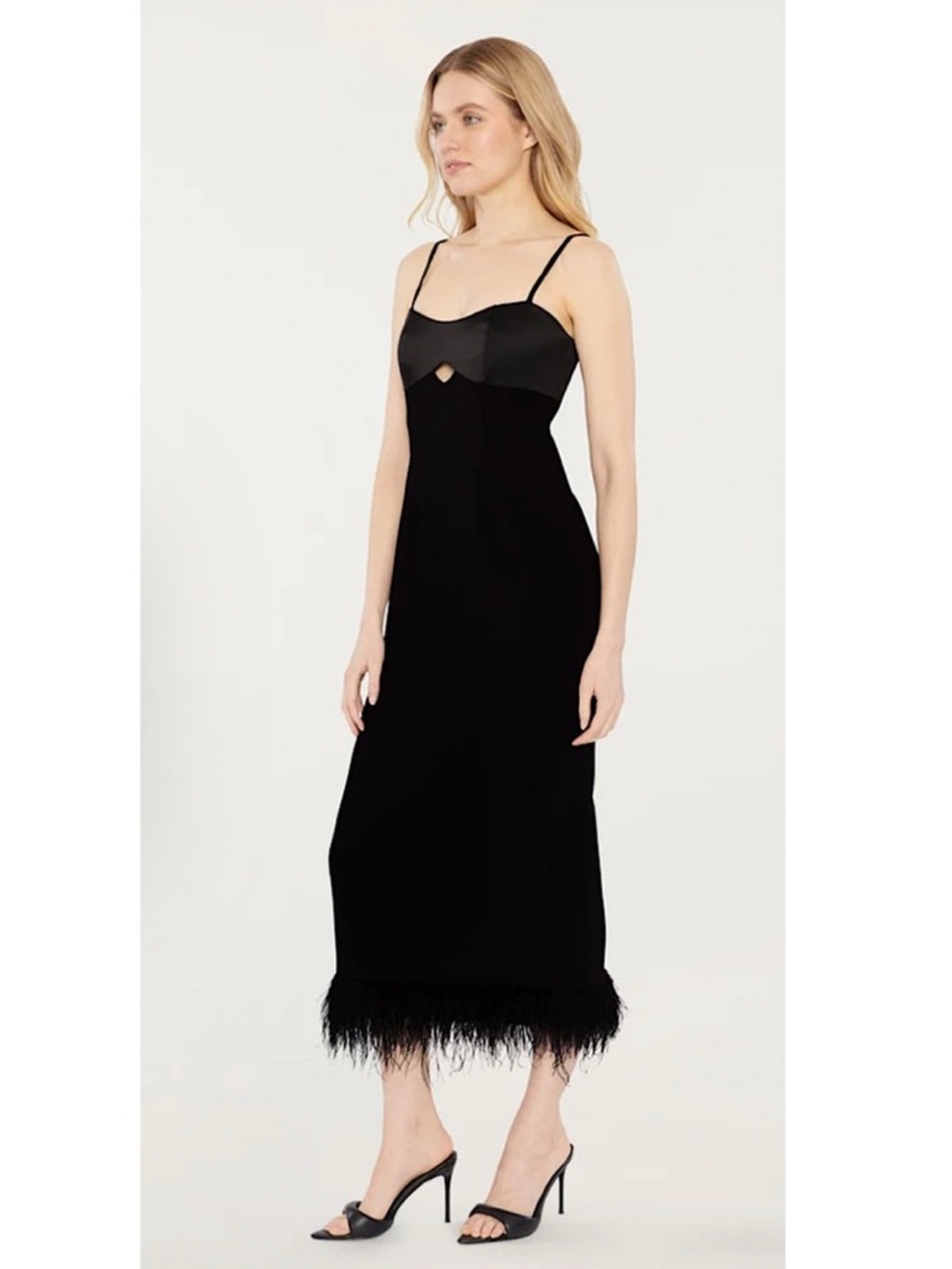 Likely Kalani Aubrey Feather Dress Cut Out Front Detail NWOT